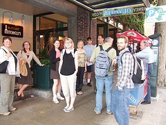 Waiting to enter a restaurant